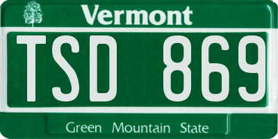VT license plate TSD869
