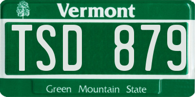 VT license plate TSD879