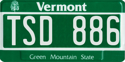 VT license plate TSD886