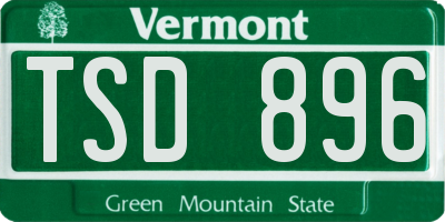 VT license plate TSD896