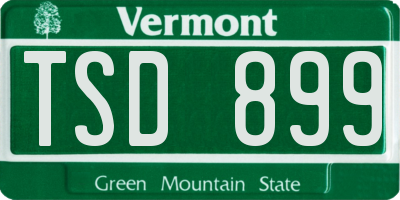 VT license plate TSD899