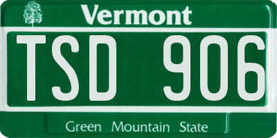 VT license plate TSD906