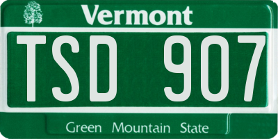 VT license plate TSD907