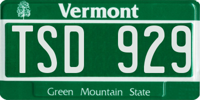 VT license plate TSD929