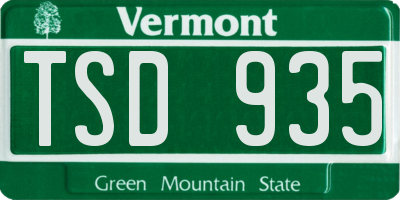 VT license plate TSD935