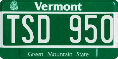 VT license plate TSD950