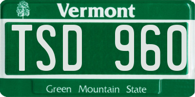 VT license plate TSD960