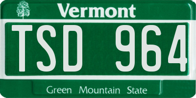 VT license plate TSD964