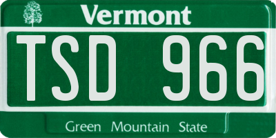 VT license plate TSD966