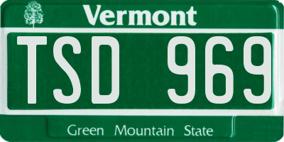 VT license plate TSD969