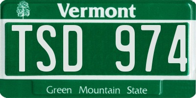 VT license plate TSD974