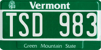 VT license plate TSD983