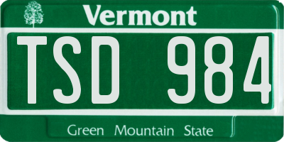 VT license plate TSD984