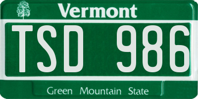 VT license plate TSD986