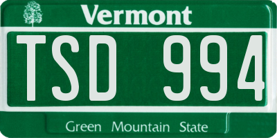 VT license plate TSD994