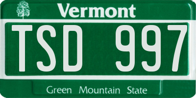VT license plate TSD997