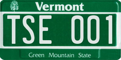 VT license plate TSE001