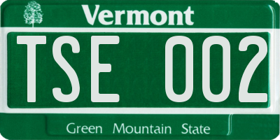 VT license plate TSE002