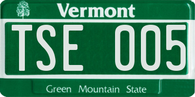 VT license plate TSE005