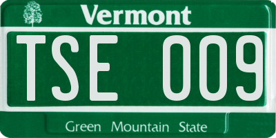 VT license plate TSE009
