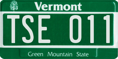 VT license plate TSE011
