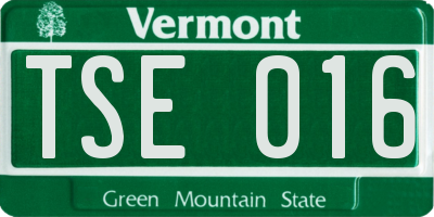 VT license plate TSE016