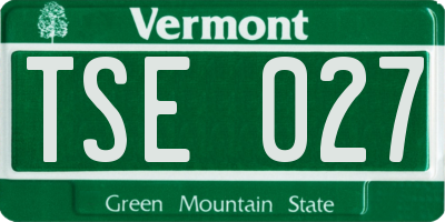 VT license plate TSE027
