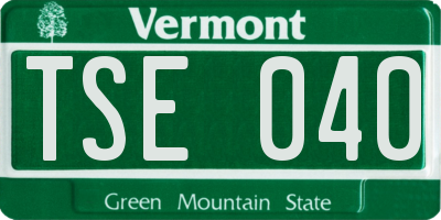 VT license plate TSE040