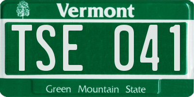 VT license plate TSE041