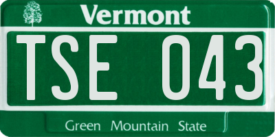 VT license plate TSE043
