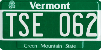 VT license plate TSE062