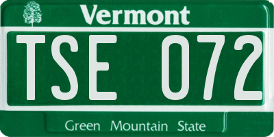 VT license plate TSE072