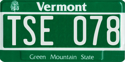VT license plate TSE078