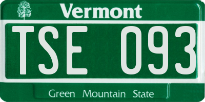 VT license plate TSE093