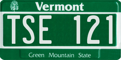 VT license plate TSE121