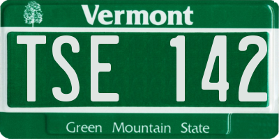 VT license plate TSE142