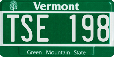 VT license plate TSE198