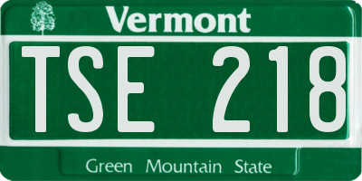 VT license plate TSE218