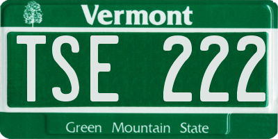 VT license plate TSE222