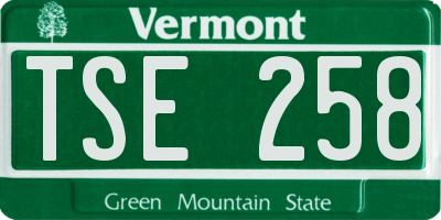 VT license plate TSE258