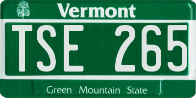 VT license plate TSE265
