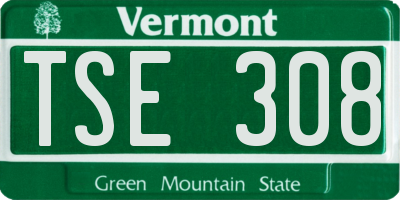 VT license plate TSE308