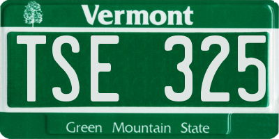 VT license plate TSE325