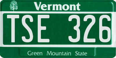 VT license plate TSE326