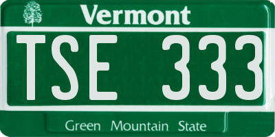 VT license plate TSE333