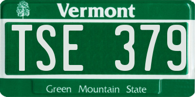 VT license plate TSE379