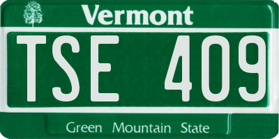 VT license plate TSE409
