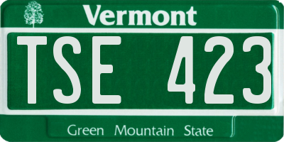 VT license plate TSE423