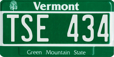 VT license plate TSE434