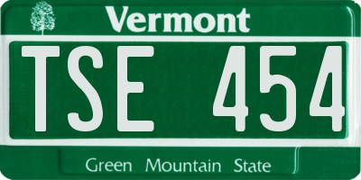 VT license plate TSE454